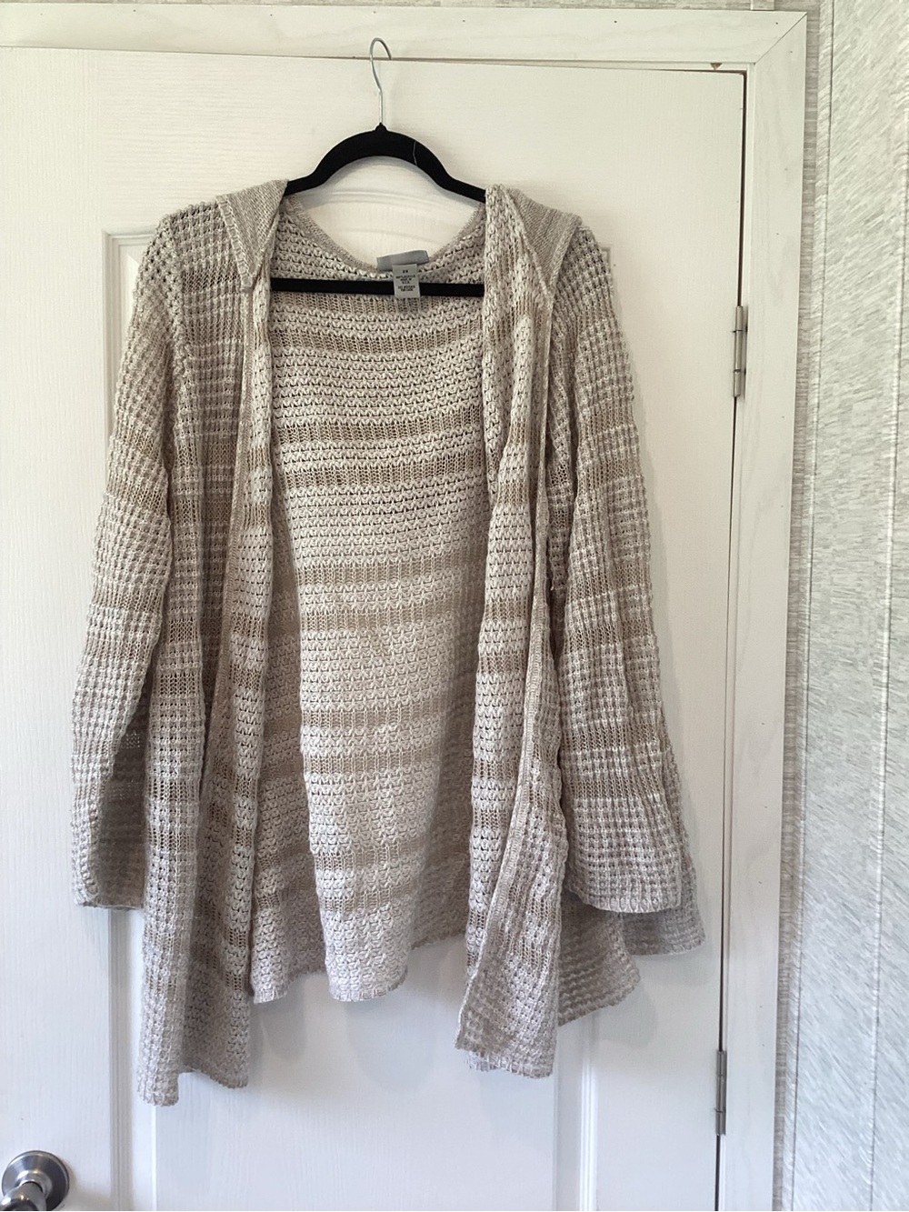 Catherines Cream Open-Knit Hooded Cardigan 2X Euc